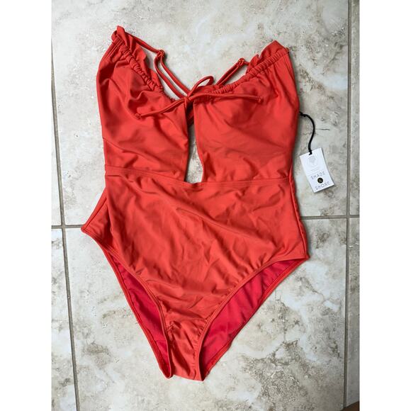 Shade & Shore NWT medium orange one piece - Picture 1 of 3